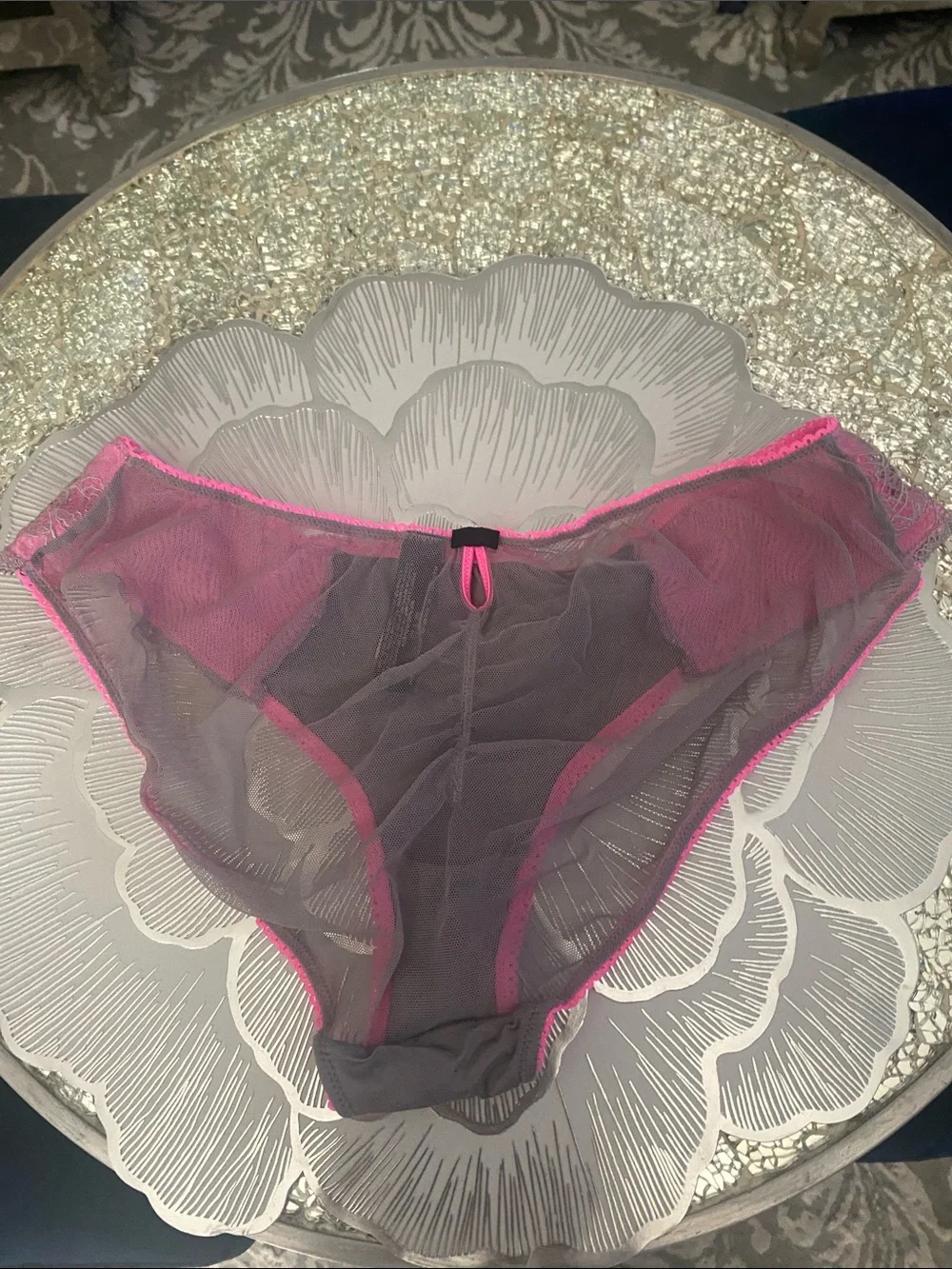 Victoria’s Secret sexy little things Gray & Hot Pink Lace Bikini Panty - Picture 2 of 7